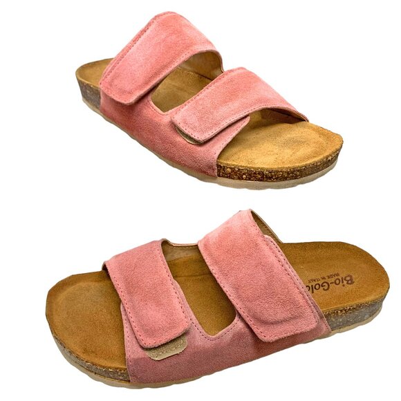 Bio Gold Blush Suede Double Padded Strap‎ Foot Bed Sandal Slides - Picture 10 of 13